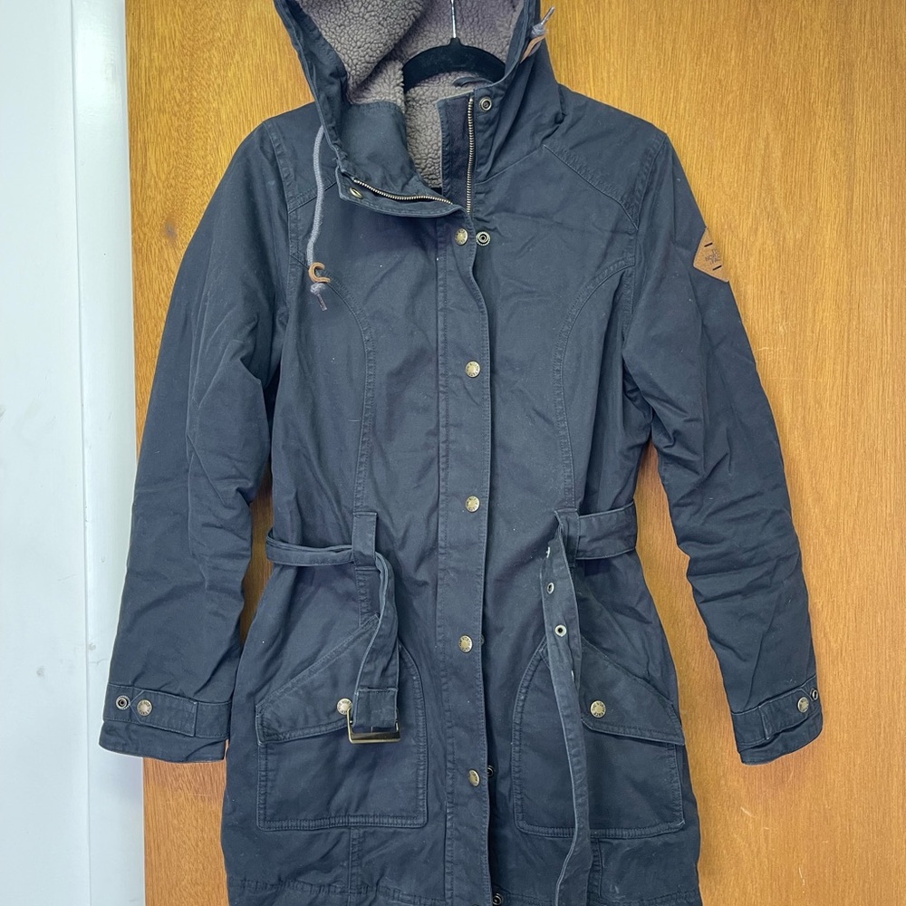The North Face Shearling MIDI Black Hooded Jacket